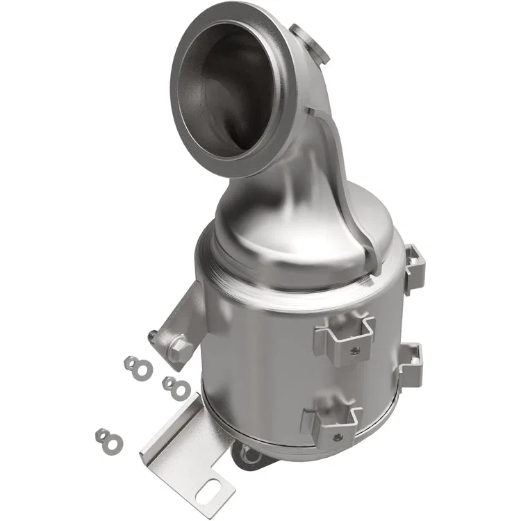 280173 – MAGNAFLOW Catalytic Converter, Stainless Steel Case Clamp-On Inlet Bolt-On Outlet 14 Inch Overall Length Wit...